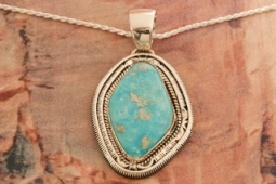 Artie Yellowhorse Genuine Candelaria Turquoise Sterling Silver Pendant